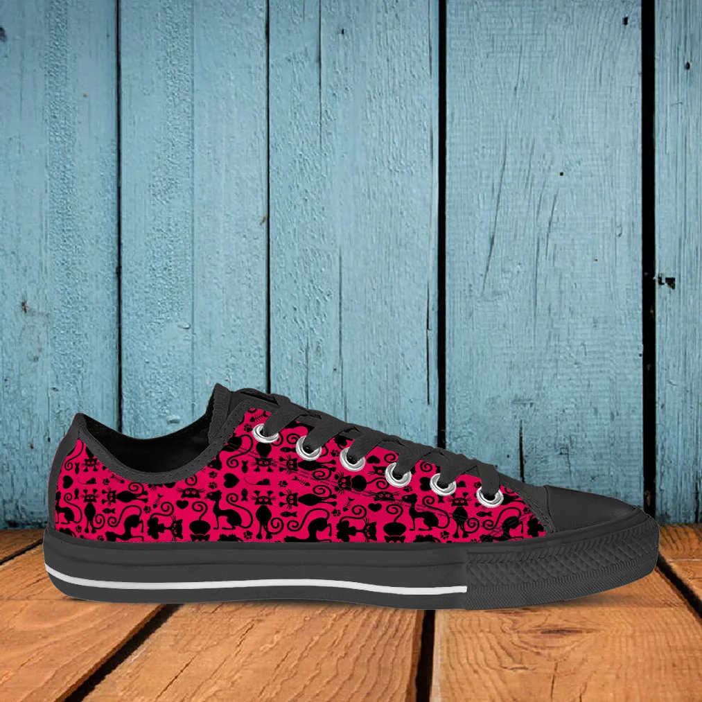 Cats Low Top Shoes Pink Black