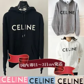 CELINE  |Unisex Street Style Long Sleeves Plain Cotton Fringes