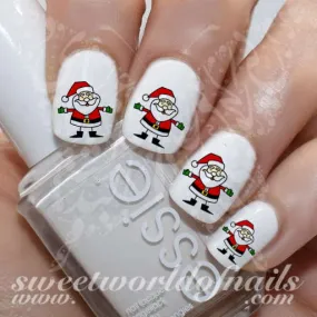 Christmas Nails Cute Santa Nail water decals