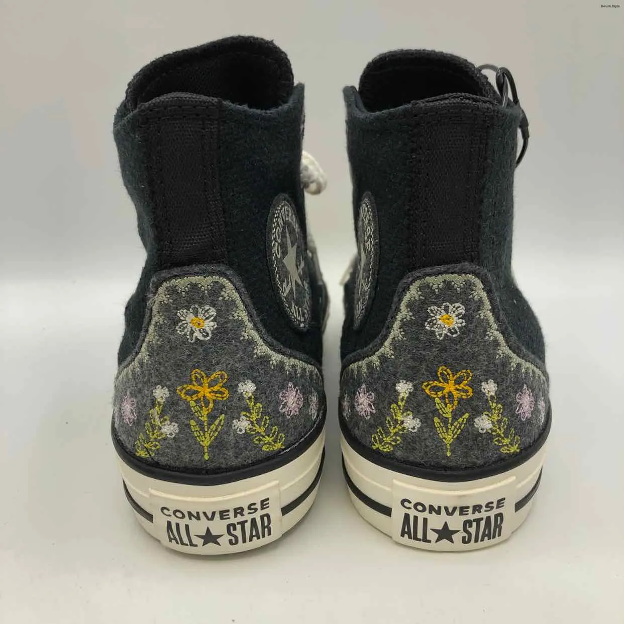 CONVERSE Black White Flower Trim High Top Sneaker Shoe Size 7 Shoes