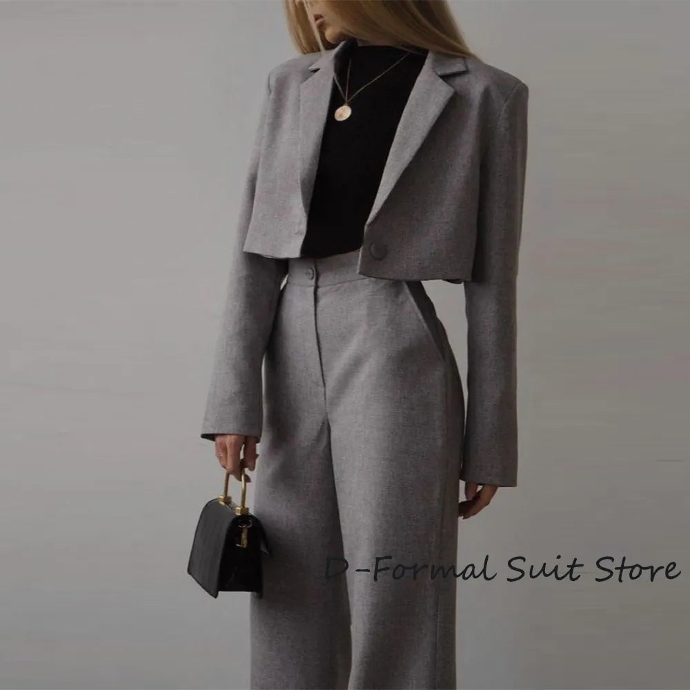 Copy of Women's 2 Piece Suit Female High Street Party Pant Sets Business Casual Short Blazer Set костюм женский(Jacket+Pants)