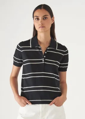 COTTON CUPRO STRIPED SHORT SLEEVE POLO