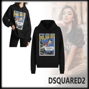 D SQUARED2  |Sweat Street Style Long Sleeves Cotton Logo Skater Style