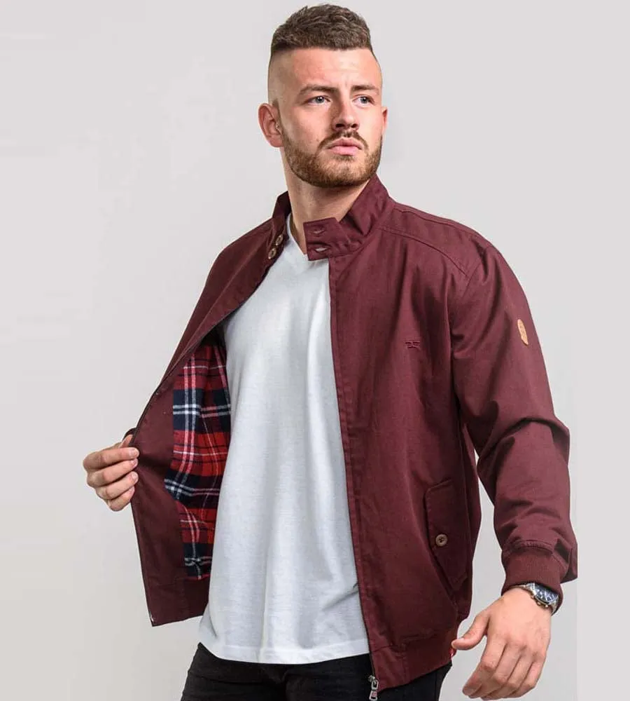 D555 Big Mens Burgundy Cotton Harrington Jacket (WINDSOR BURGUNDY)