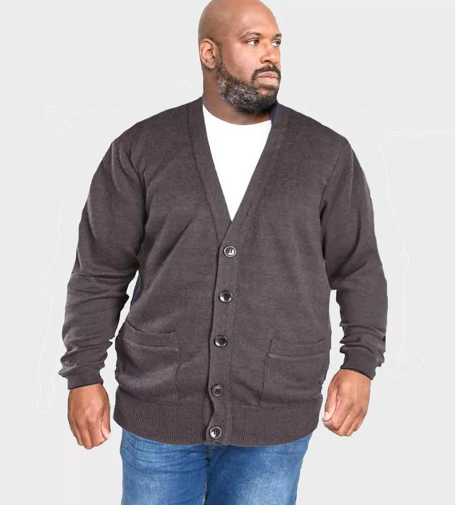 D555 Big Mens Charcoal Buttoned Cardigan (WALWORTH 3)