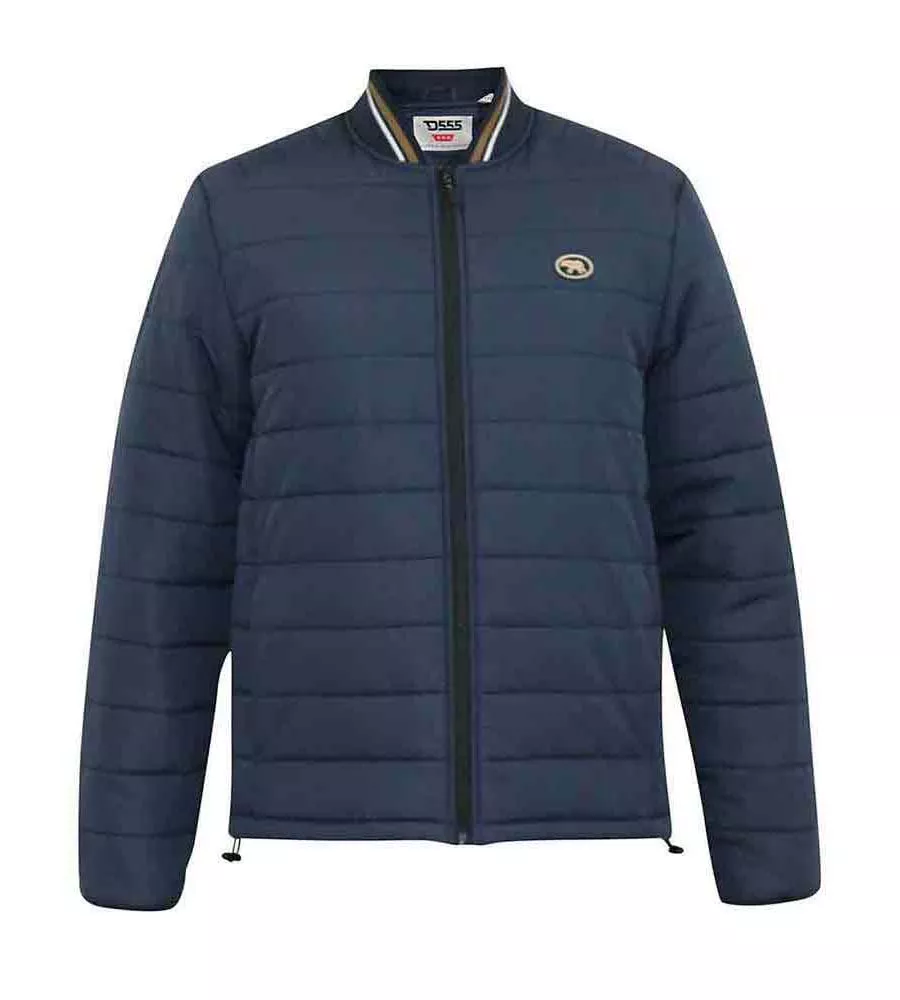 D555 Big Mens Navy Puffer Jacket With Rib Collar And Tipping (JEREMY 1)