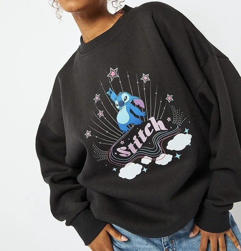 Disney  |Crew Neck Unisex Street Style Long Sleeves Cotton Oversized