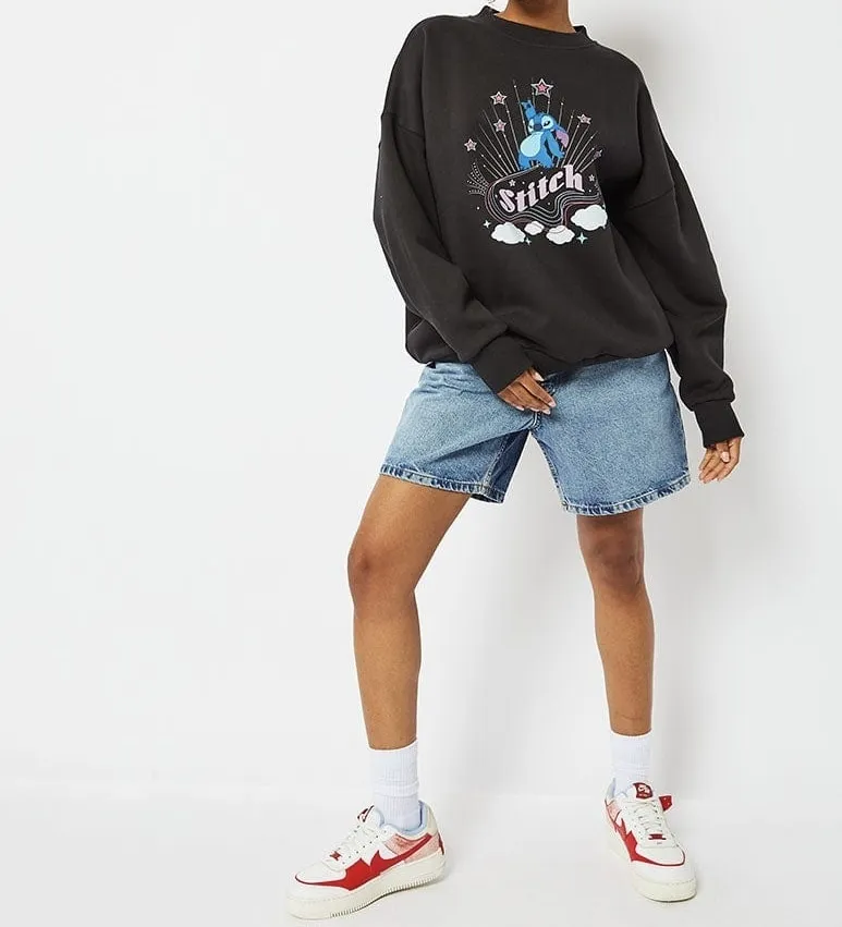 Disney  |Crew Neck Unisex Street Style Long Sleeves Cotton Oversized