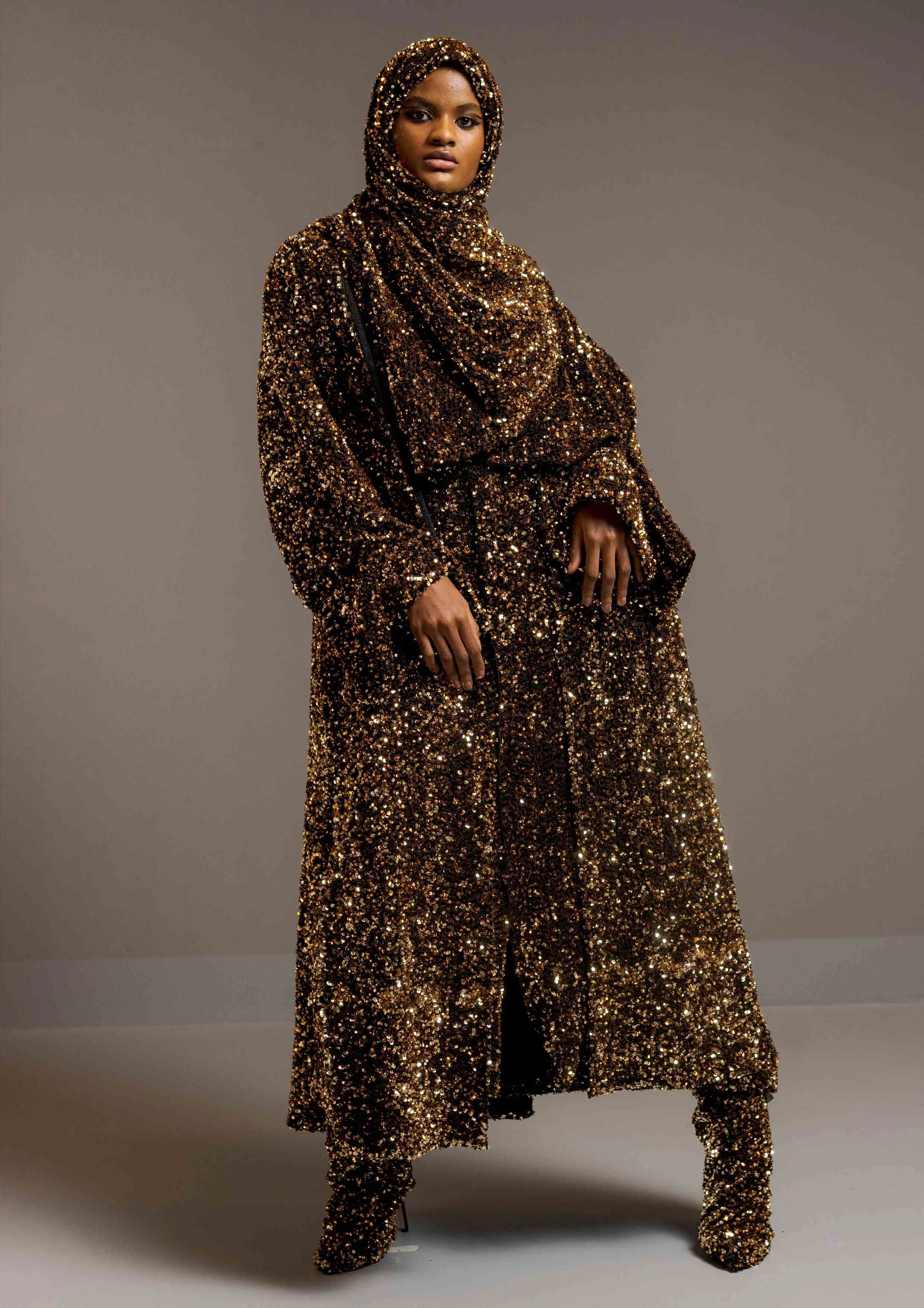 Dubia Sequined Kimono Abaya