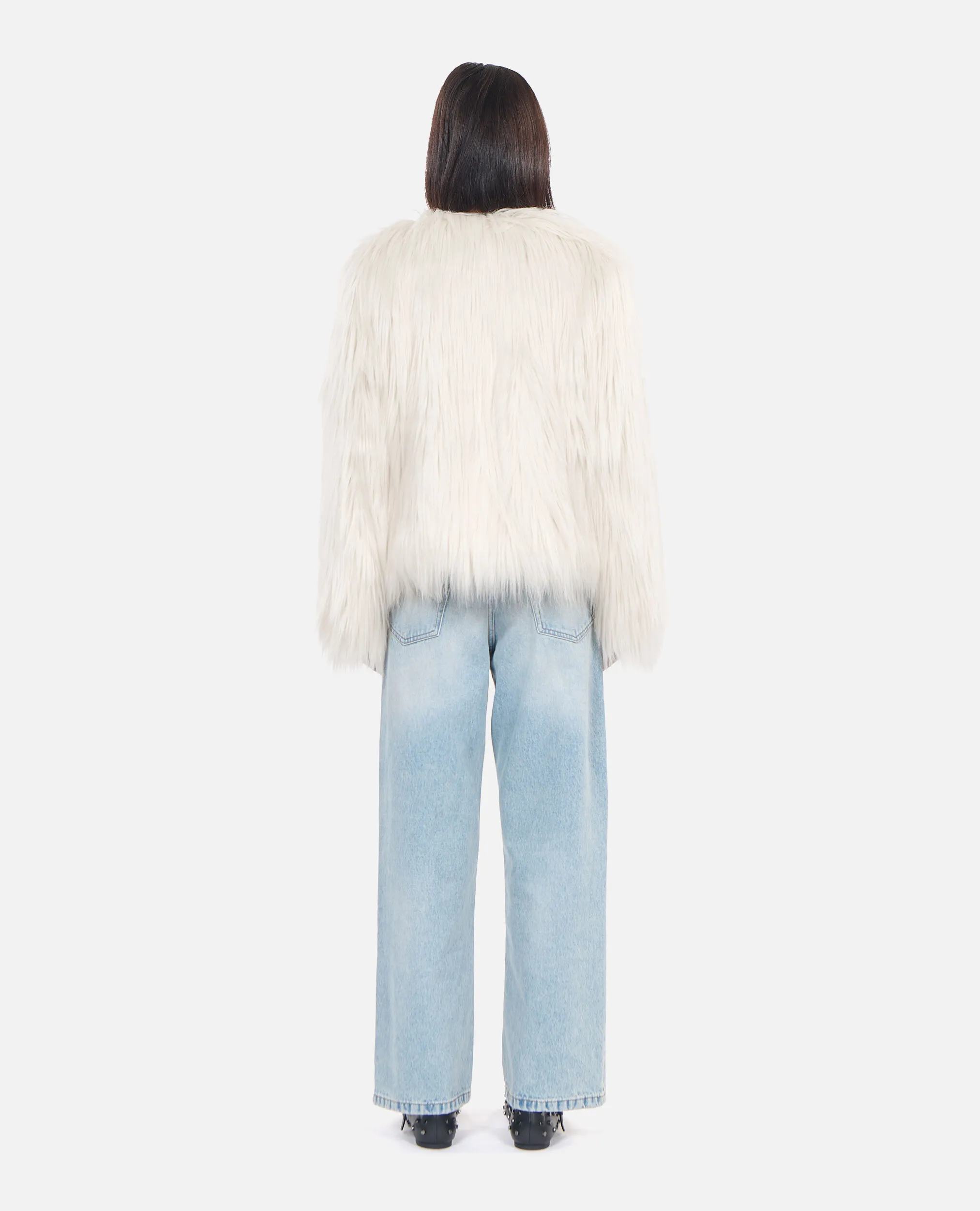 Ecru faux fur coat