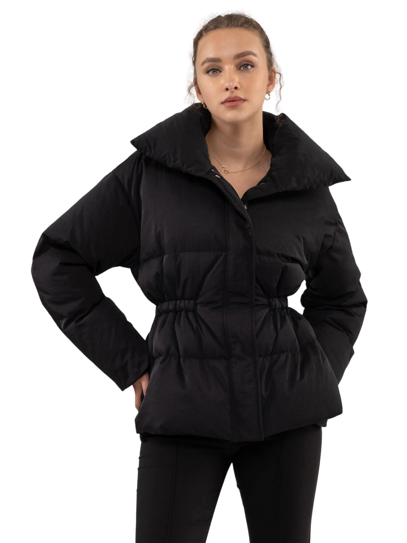 Elastic Waist Puffer Jacket