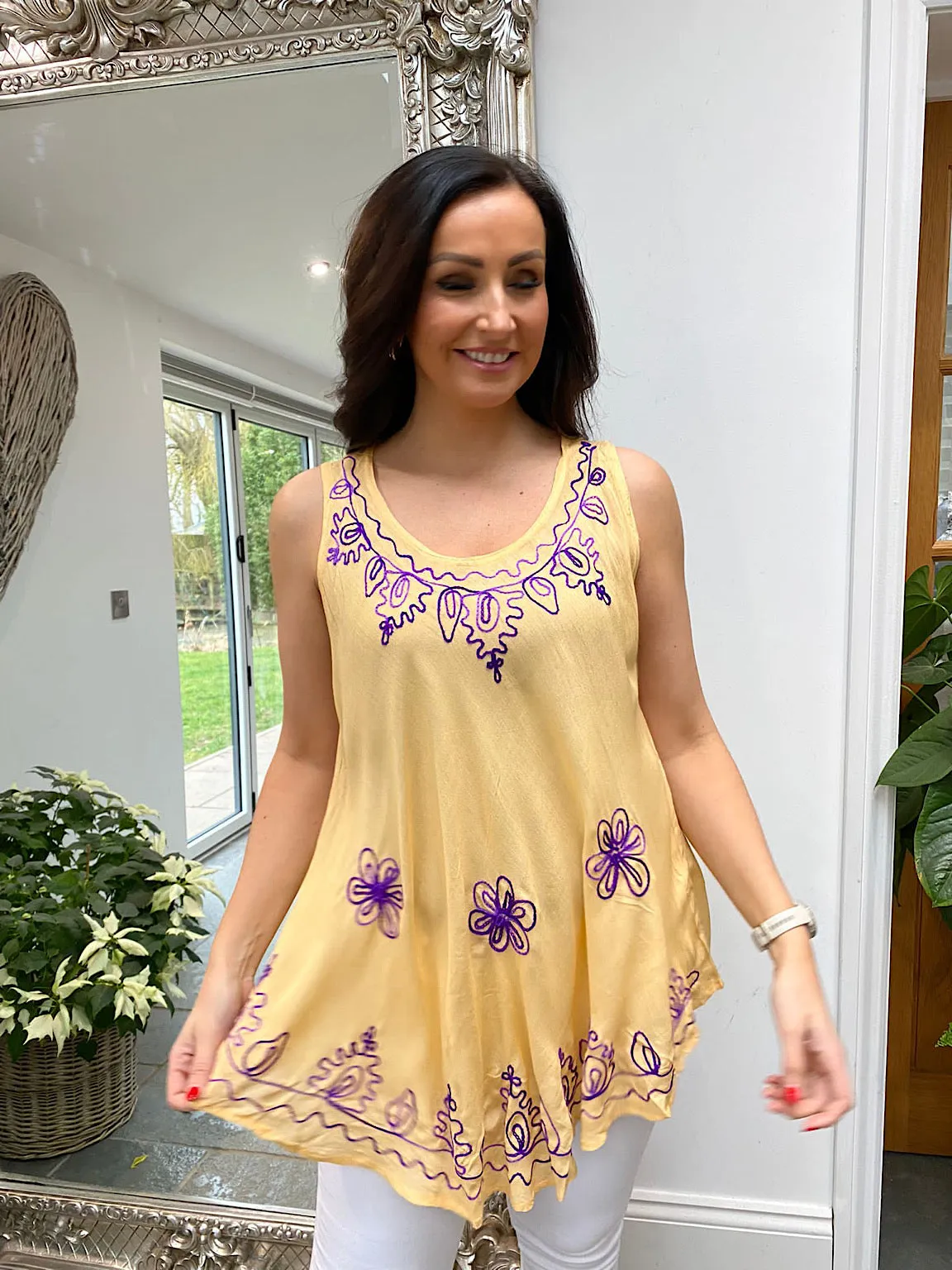 Embroidered Sun Top Tina