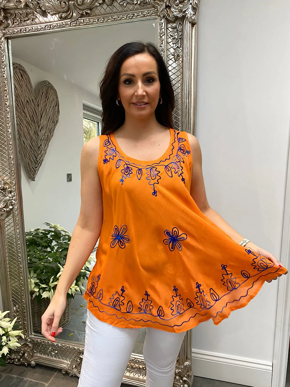 Embroidered Sun Top Tina