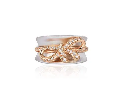 Enchanted Disney Fine Jewelry 14K White And Rose Gold With 3/4Cttw Snow White Couture Bow Ring