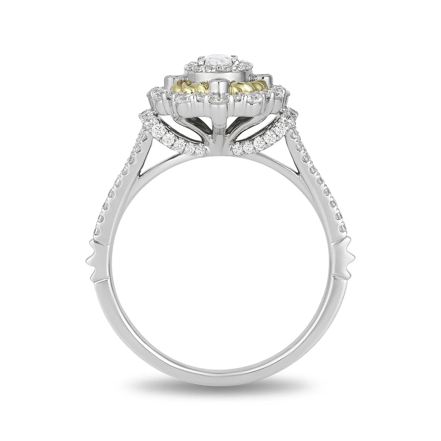 Enchanted Disney Fine Jewelry 14K White and Yellow Gold with 1.00 Cttw Snow White Engagement Ring