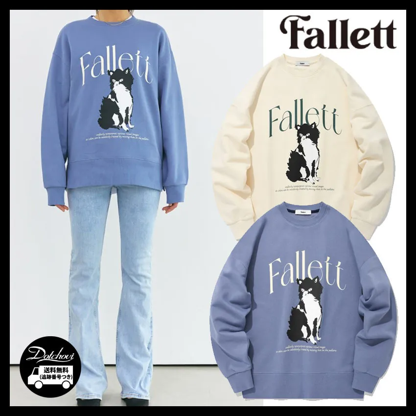 Fallett  |Crew Neck Unisex Street Style Long Sleeves Cotton Logo