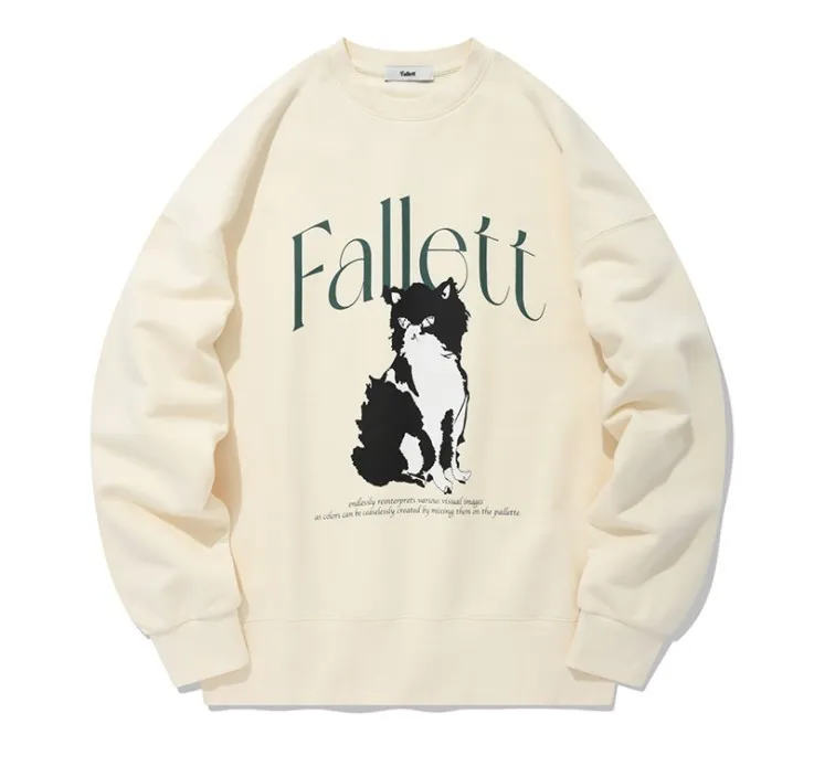 Fallett  |Crew Neck Unisex Street Style Long Sleeves Cotton Logo