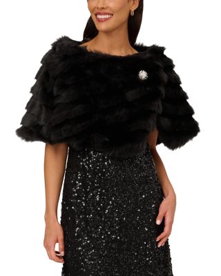 Faux Fur Brooch Capelet