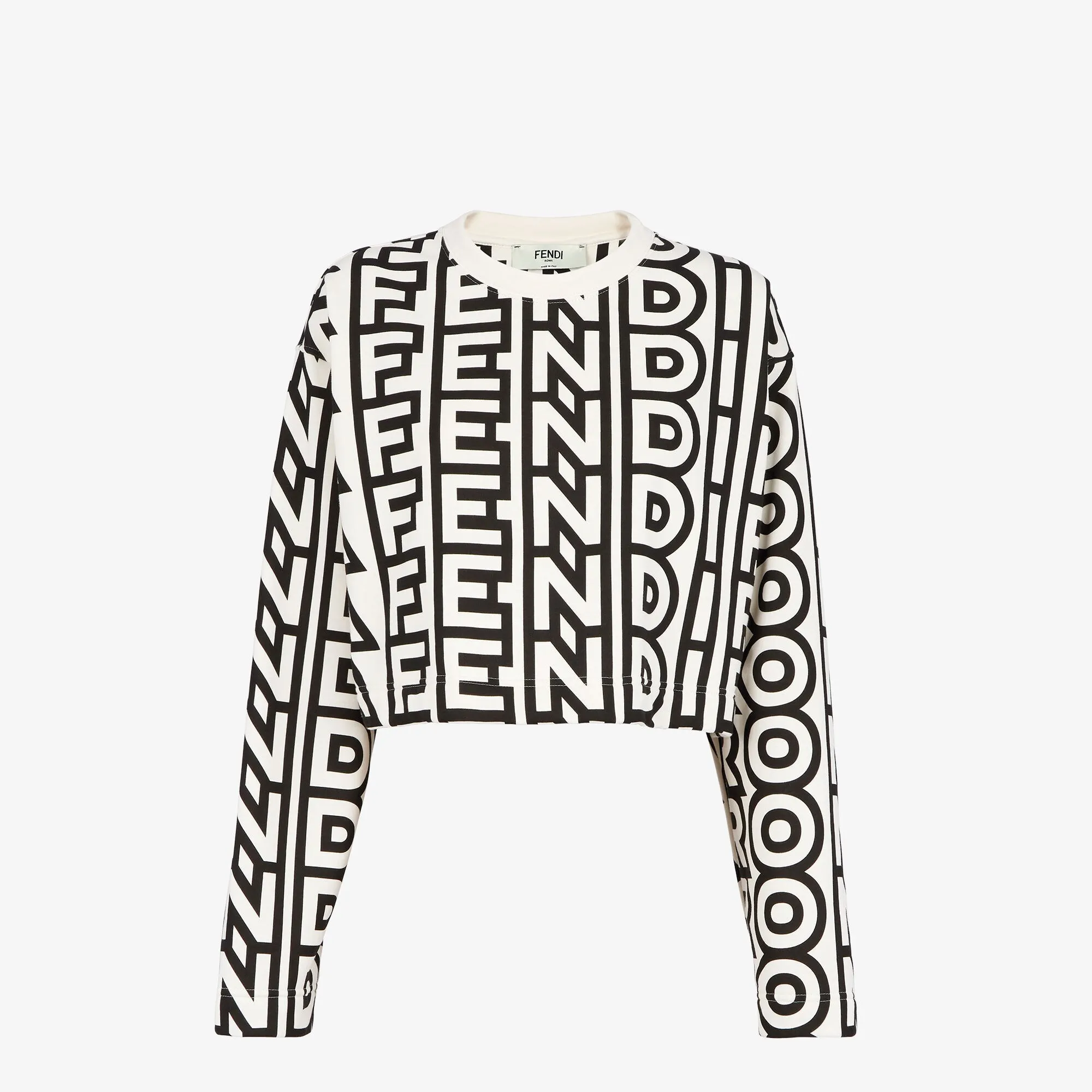 FENDI  |Crew Neck Street Style Collaboration Bi-color Long Sleeves