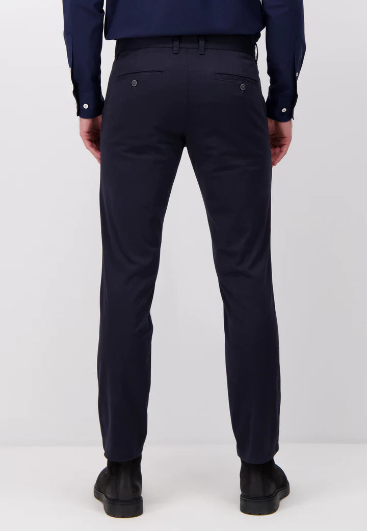 Fynch Hatton Stretch Cotton Chino Trousers - Dark Navy