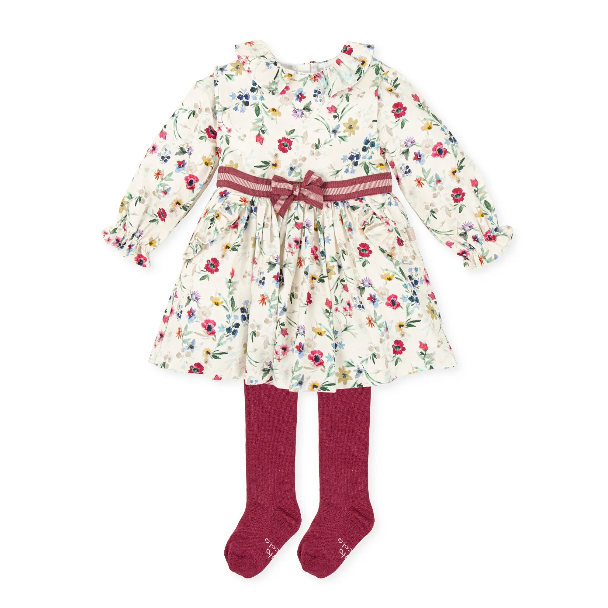 Girl Ikebana Dress & Tights-Multicolored