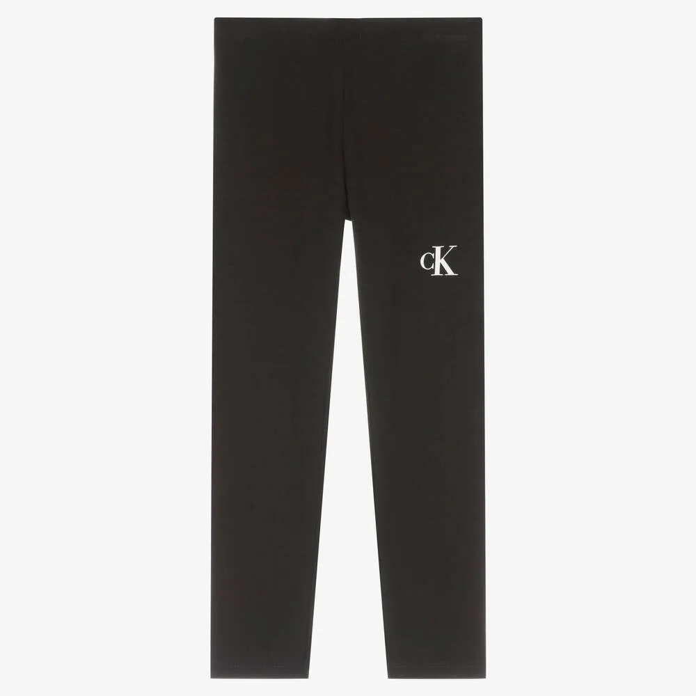 Girls Black Cotton Leggings