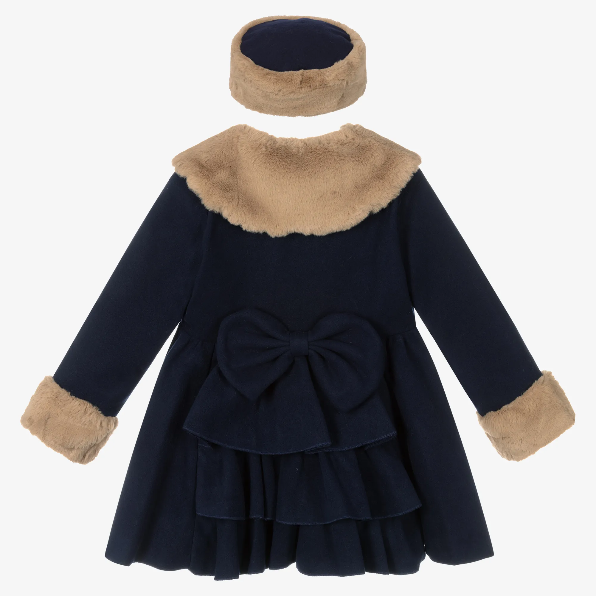 Girls Blue Faux Fur Coat & Hat