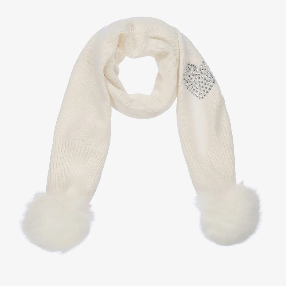 Girls Ivory Heart Scarf