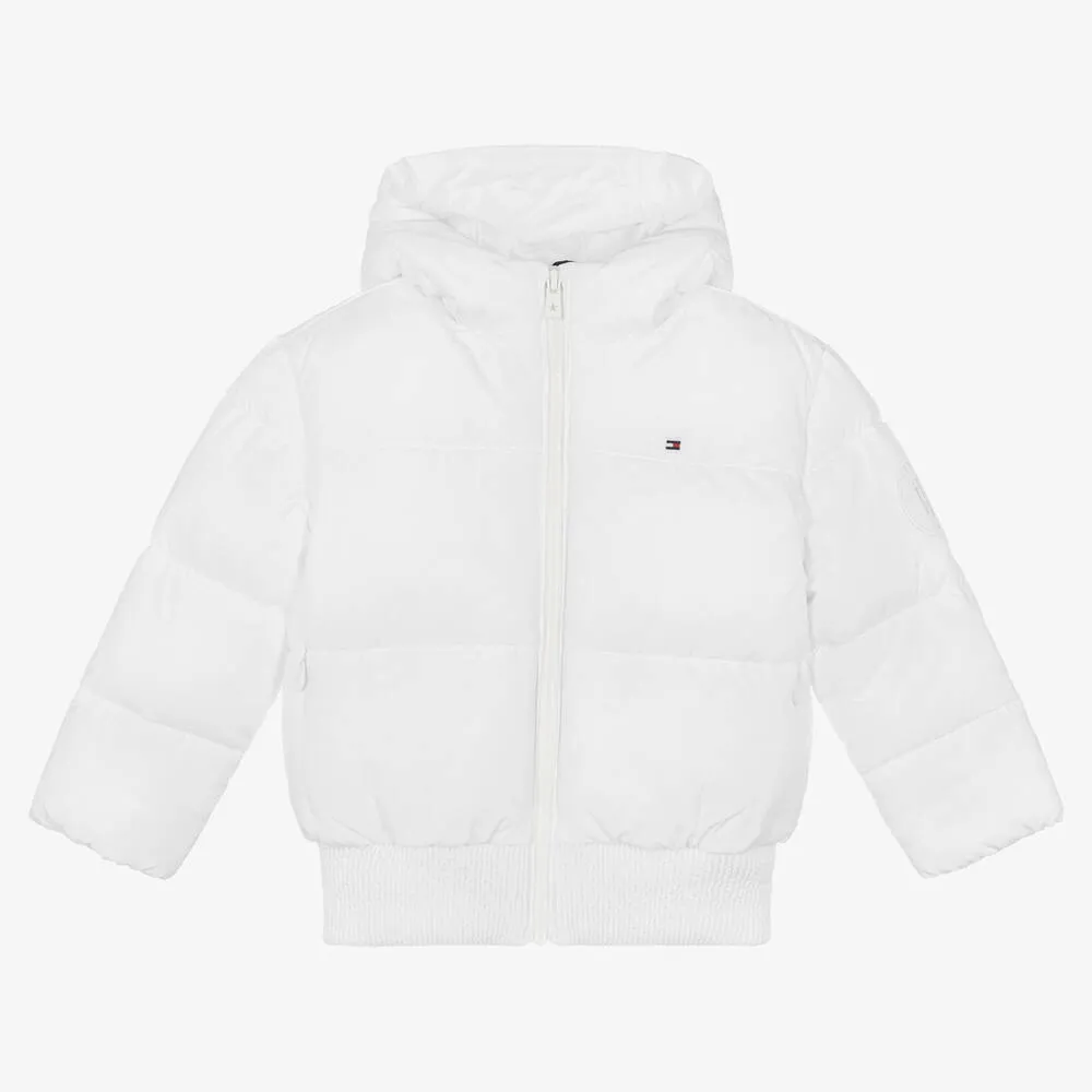 Girls White Puffer Jacket