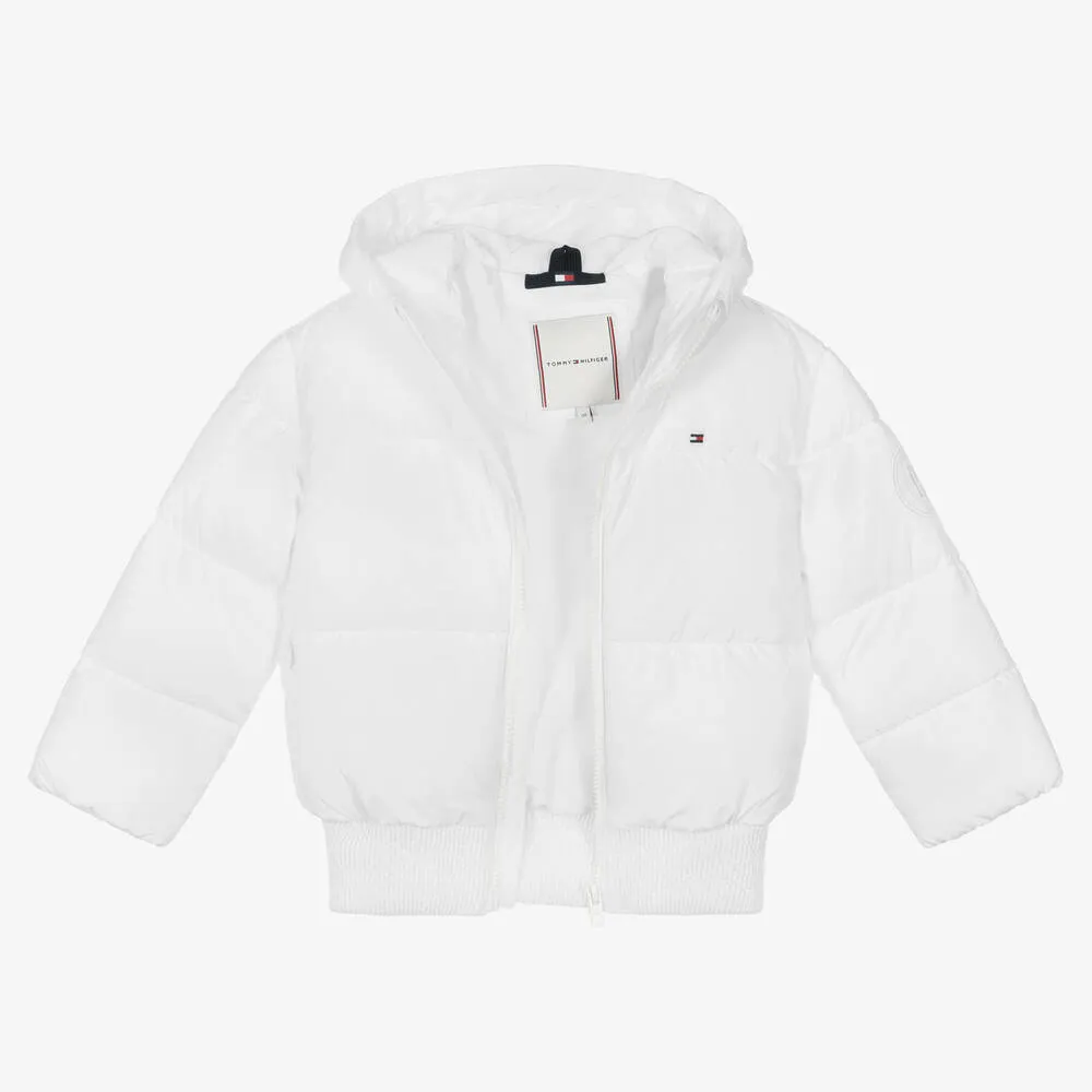 Girls White Puffer Jacket