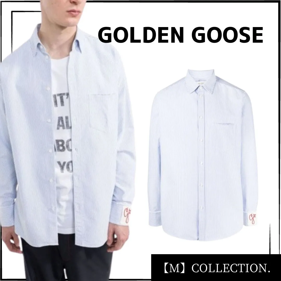 Golden Goose  |Button-down Stripes Unisex Street Style Long Sleeves Cotton