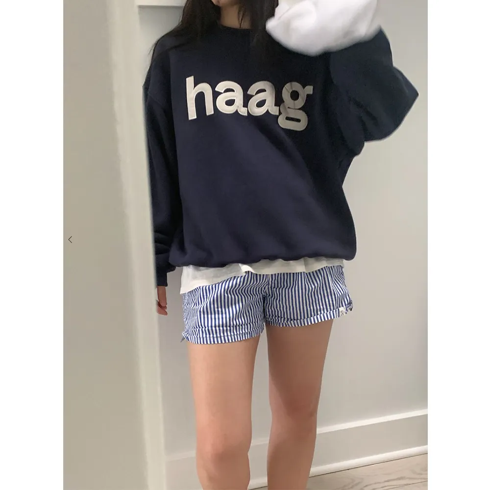 haag  |Unisex Street Style U-Neck Long Sleeves Plain Cotton