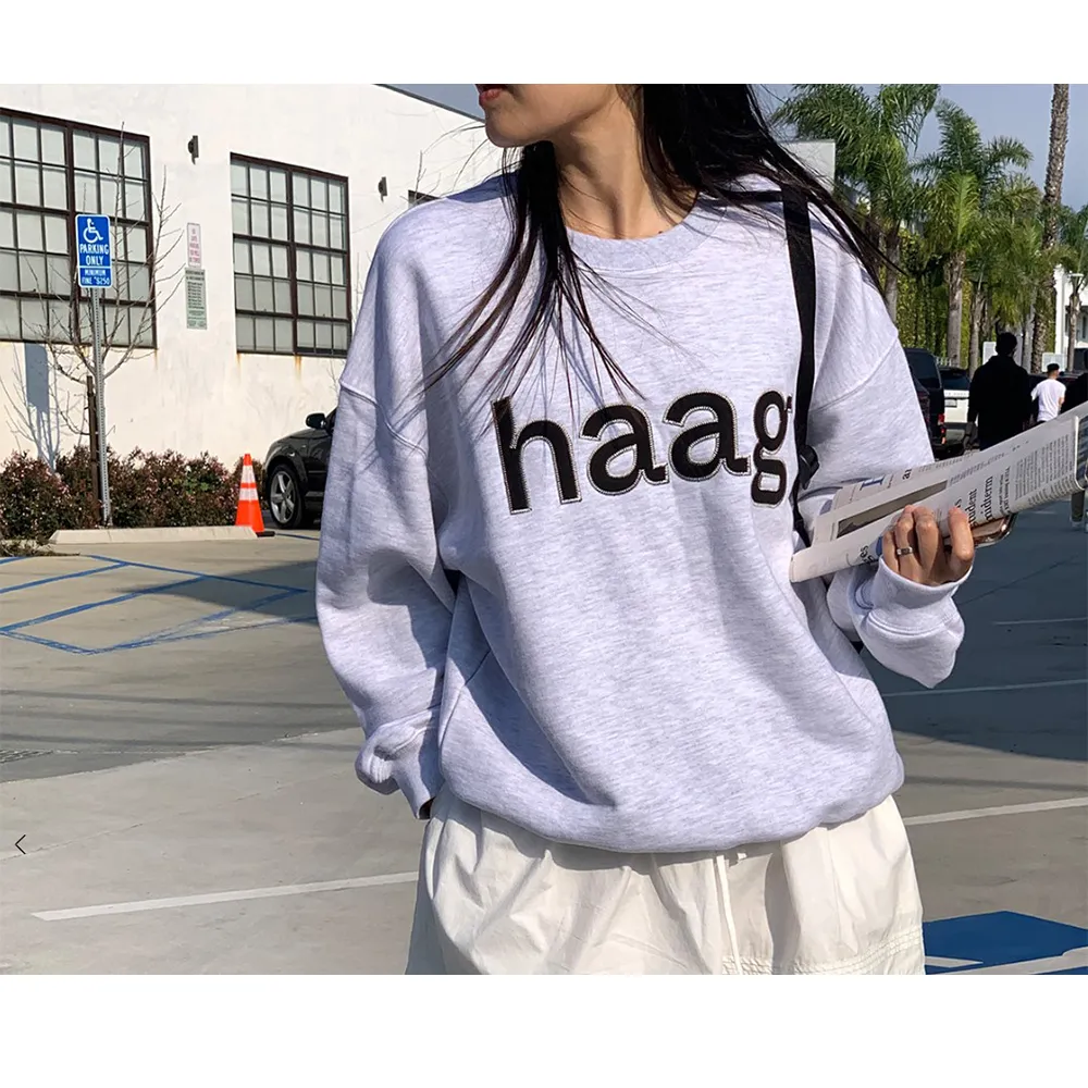 haag  |Unisex Street Style U-Neck Long Sleeves Plain Cotton