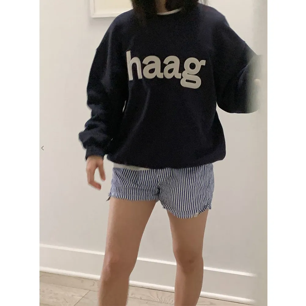 haag  |Unisex Street Style U-Neck Long Sleeves Plain Cotton