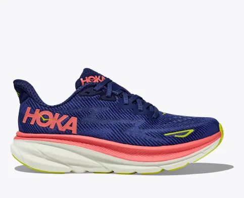 Hoka Women’s Clifton 9 Athletic Shoes-Evening Sky/Coral