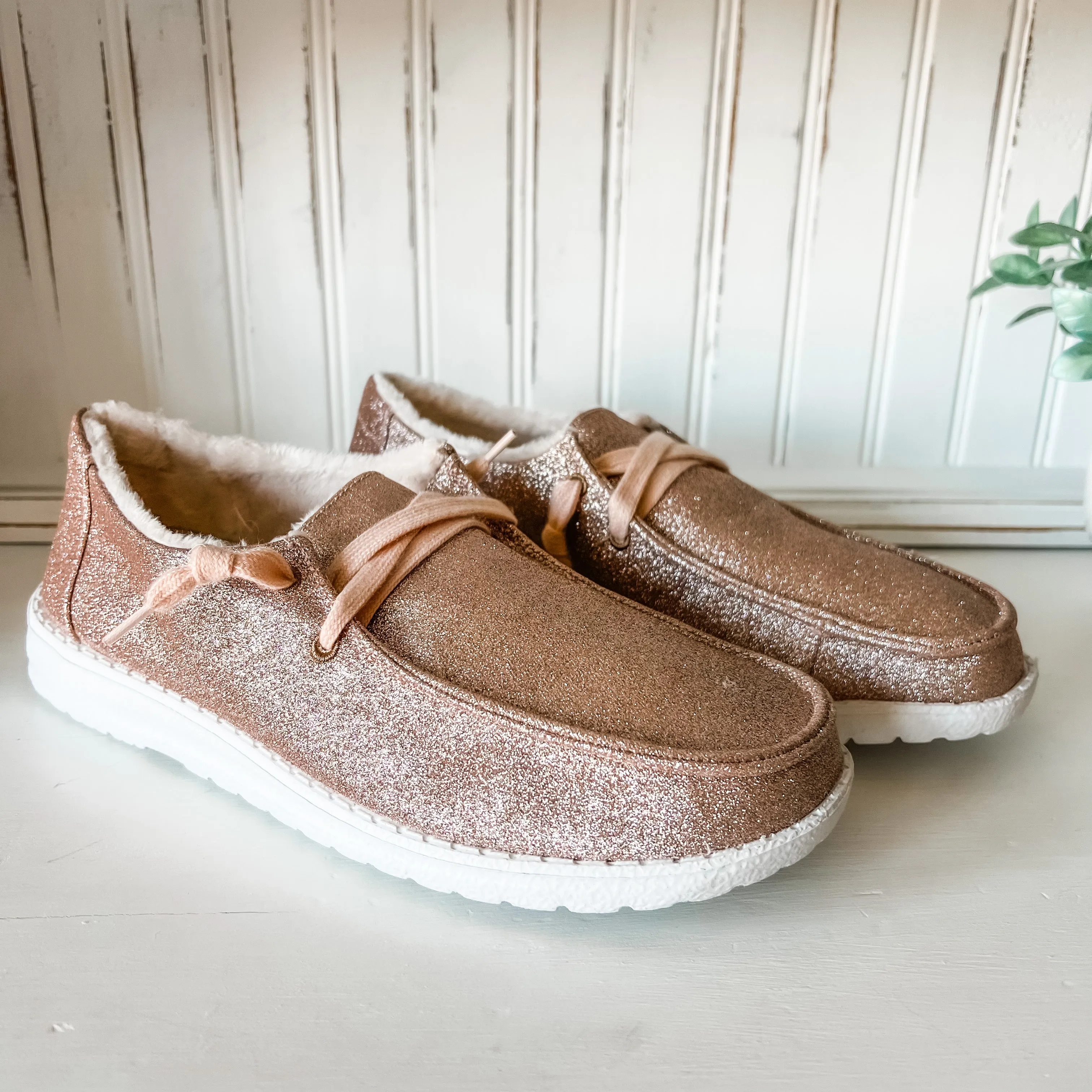 Holly Glitter Slip-on Shoes - Blush