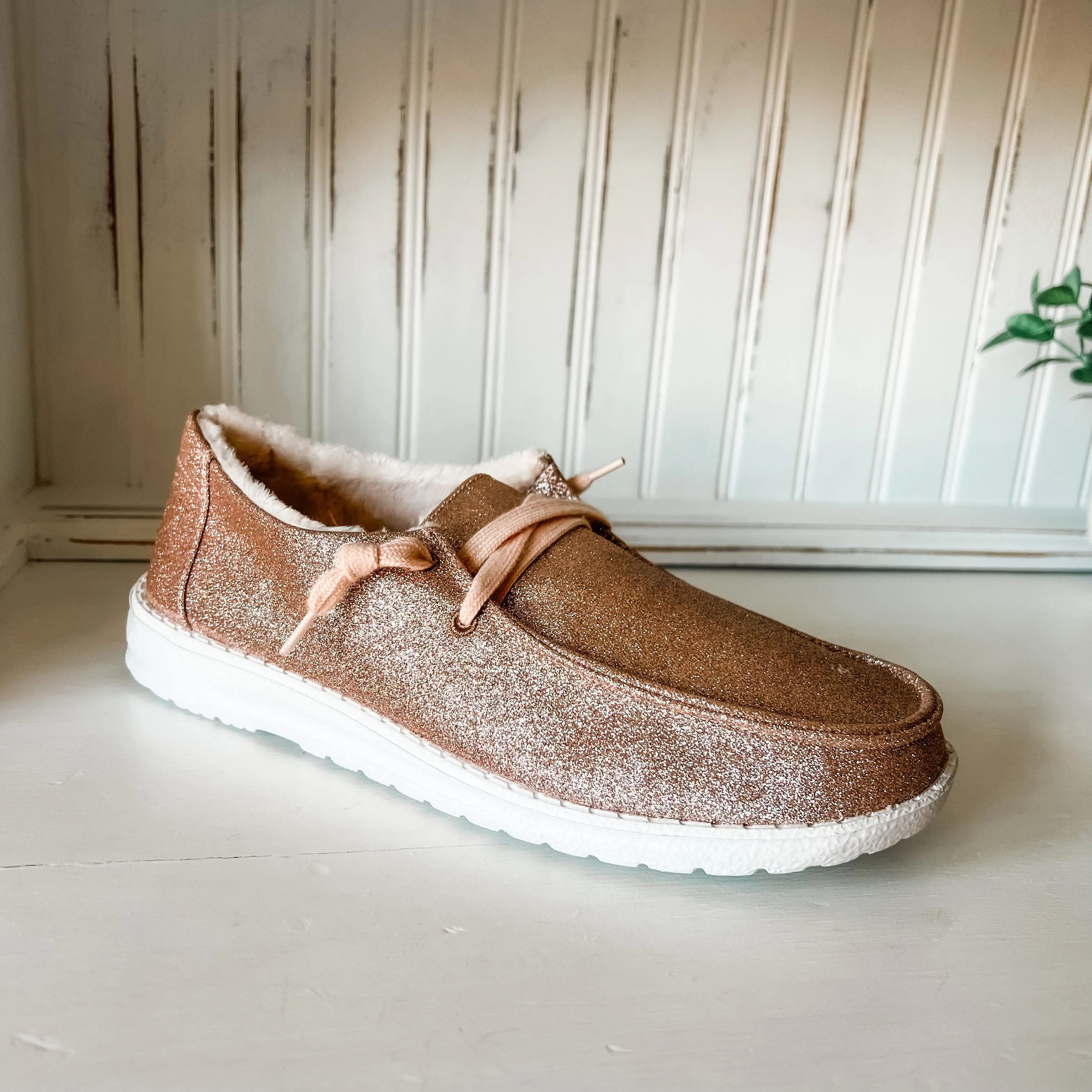 Holly Glitter Slip-on Shoes - Blush