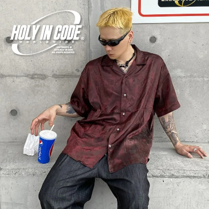 HOLY IN CODE  |Button-down Paisley Unisex Street Style Short Sleeves