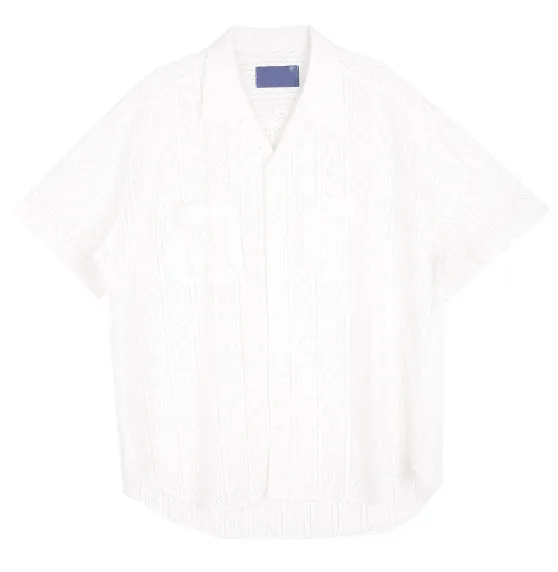 HOLY IN CODE  |Button-down Unisex Street Style Plain Short Sleeves