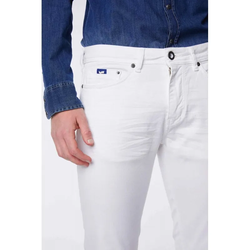 JEANS SLIM IN BULL DENIM STRETCH, BIANCO