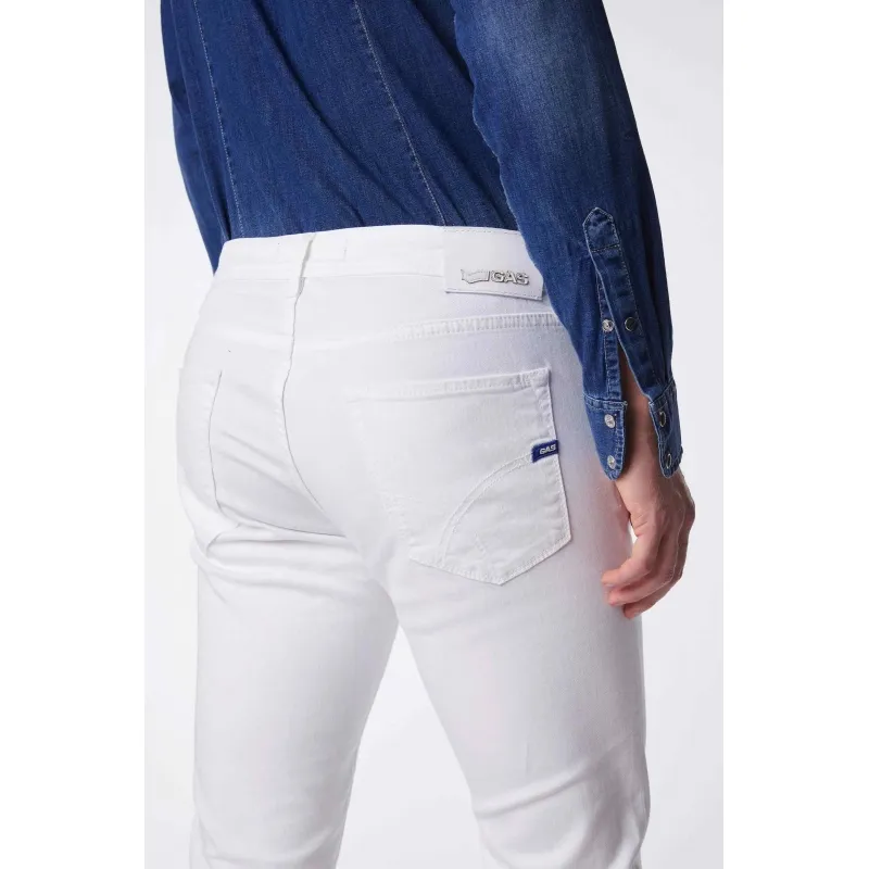 JEANS SLIM IN BULL DENIM STRETCH, BIANCO