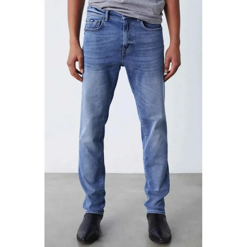 JEANS SLIM IN DENIM LAVAGGIO CHIARO, BLU