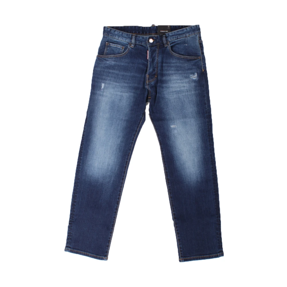 Jeans Unisex Blu con Chiusura a Zip e Bottone