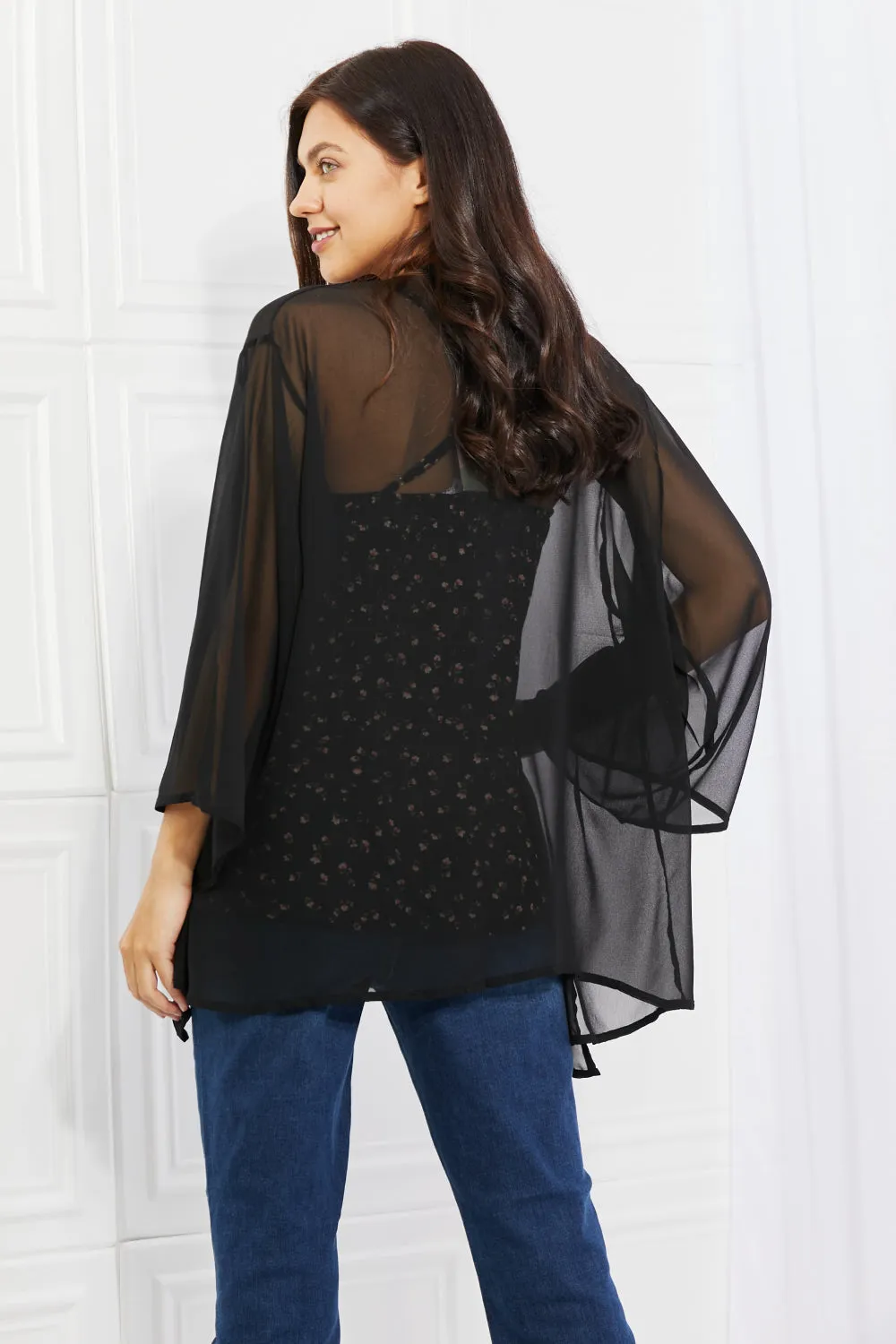 Just Breathe Chiffon Kimono in Black