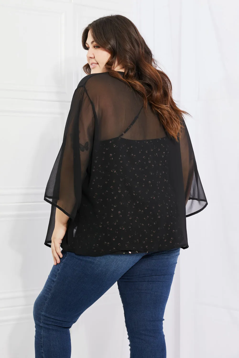 Just Breathe Chiffon Kimono in Black