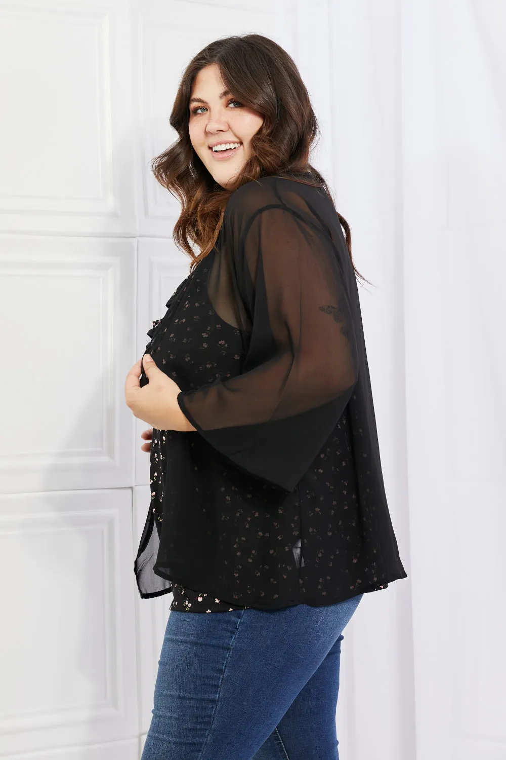 Just Breathe Chiffon Kimono in Black