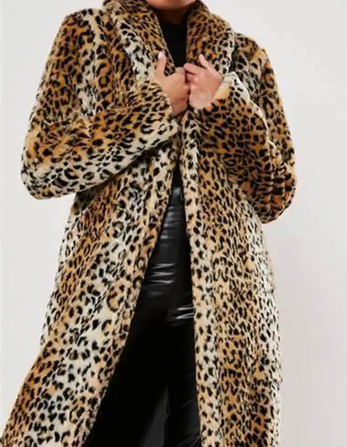 Kelly Reilly Yellowstone S02 Leopard Print Faux Fur Coat