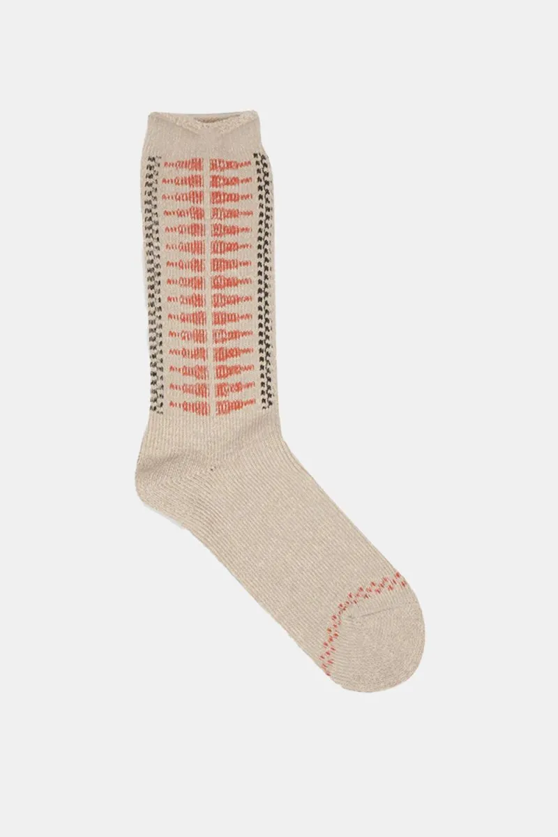 Kinari Plating Pattern Crew Socks (Orange)