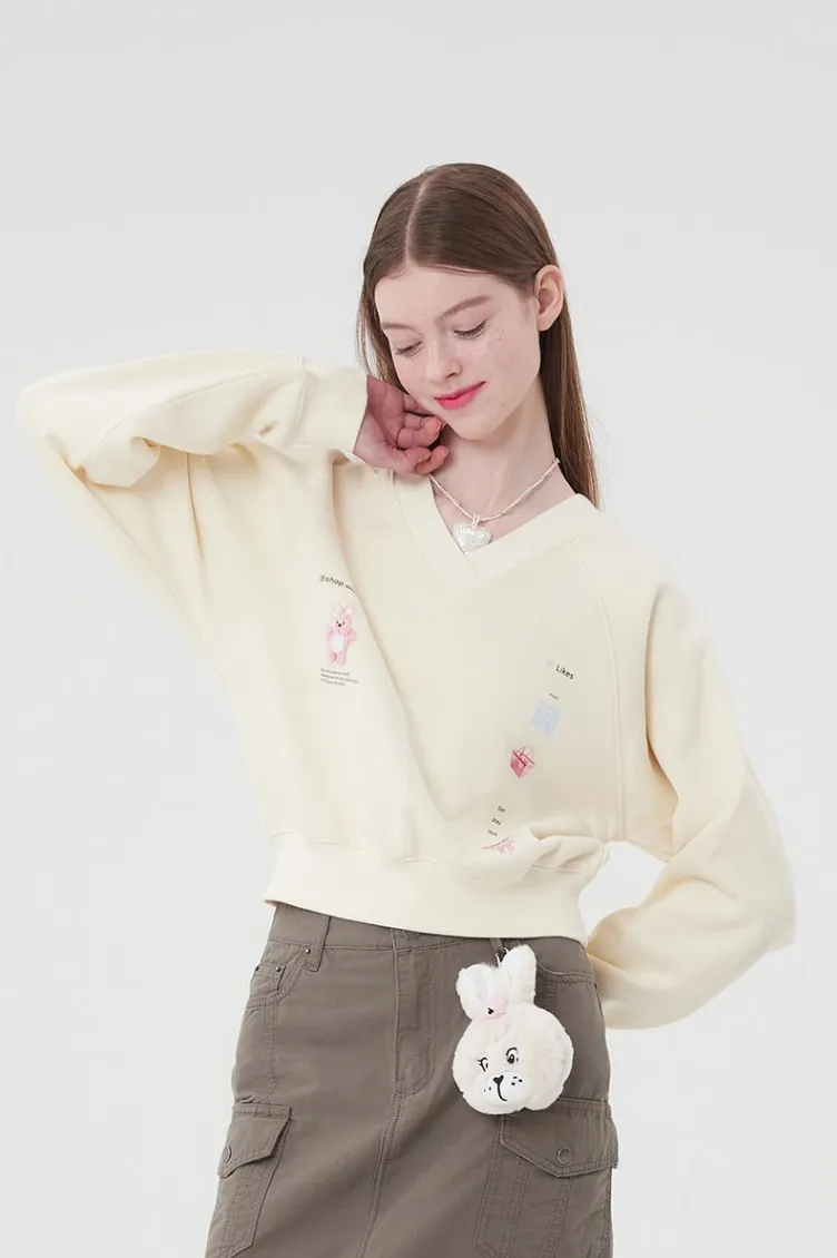 KIRSH  |[ KIRSH ]★WITTY BUNNY V-NECK SWEATSHIRT