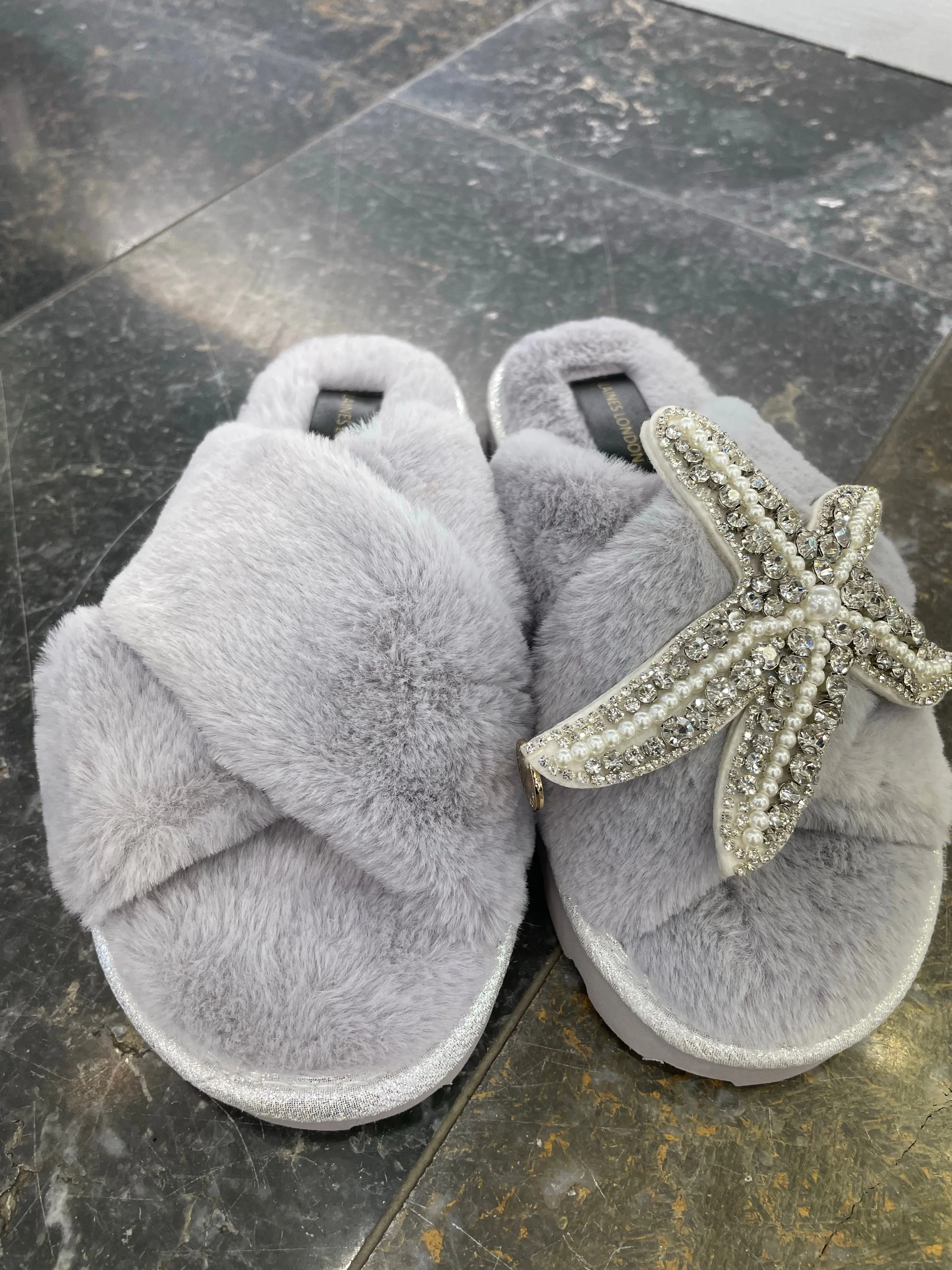 Laines London Grey Starfish Slippers